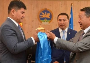 ENERGY MINISTER P.GANKHUU HAS TOOK OVER THE STAMP